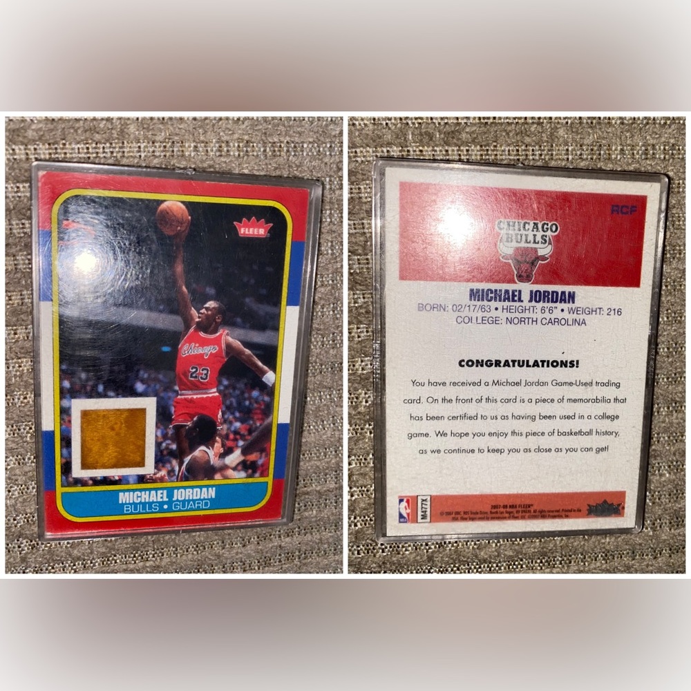 Two Authentic Michael jordan floor & jersey cards